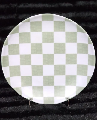 4 platos de cena de melamina a cuadros verde salvia y blanco 11" a cuadros de granja NUEVO Foto 1 de 4