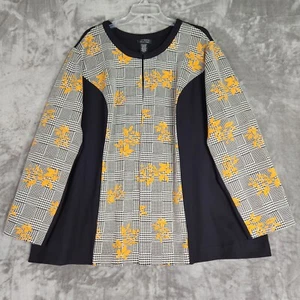 Chaqueta Catherines Etiqueta Negra 3X Negro Amarillo Pata de Gallo Floral Blazer Abierto - Imagen 1 de 11