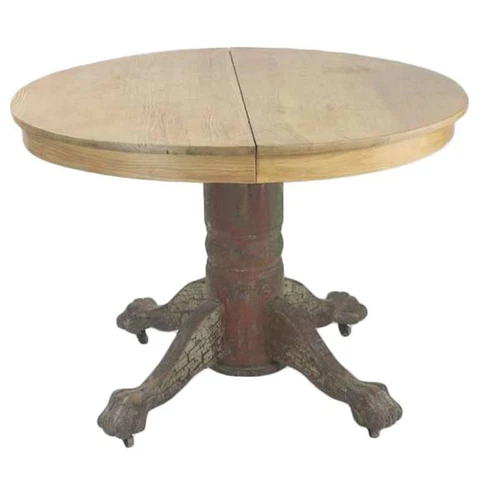American Classic Oak Round Ball Claw Dining Extension Table, circa 1890-REDUCED Cover