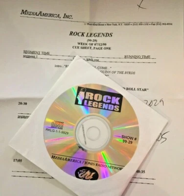 RADIO SHOW: ROCK LEGENDS 7/12/99 21 MIN BYRDS &17 MIN POLICE SETS;ZEPPELIN,CREAM Foto 1 de 3
