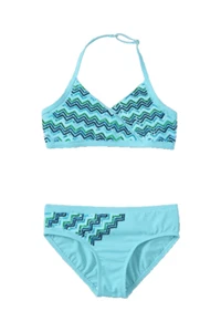 LANDS' END Little Girl's 5 Turquoise Sky Sequin 2 Pc. Bikini Swimsuit NWT $49 - Picture 1 of 2