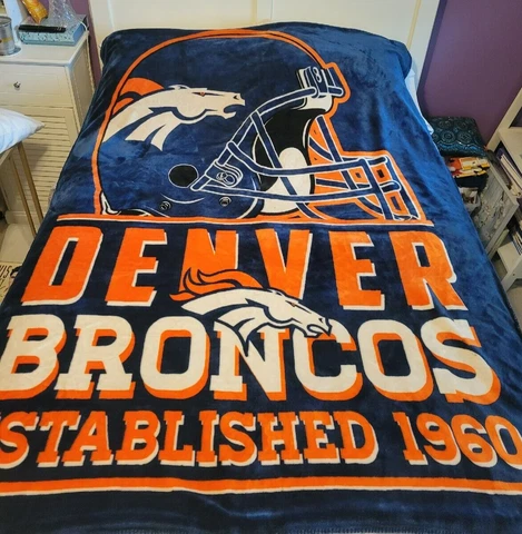 NFL Denver Broncos Northwest Royal Orange Plush Fleece Throw Blanket 56" x 89" Cover