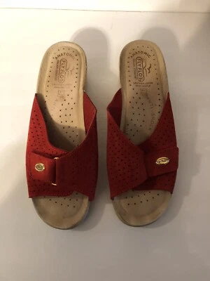 Fly Flot Anatomic 皮革女式 41 (US 11) 红色意大利舒适楔形凉鞋 — 第 1/4 张图片