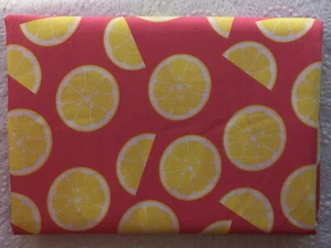 RARO Y FUERA DE STOCK Vitrina de Acolchado LIMONES CORAL Y AMARILLO *100% Algodón FQ* Lindo Cítrico - Imagen 1 de 2