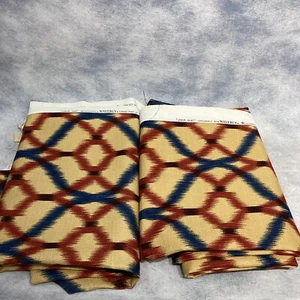 Waverly "Izmir Ikat" Teal Rust Decorator Fabric 56" x 6.5 yd 2 piece 100% Cotton - Picture 1 of 7
