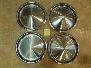 Set of 4 Bright & Shiny 14"1957 Original Plymouth Belvedere Savoy Plaza Hubcaps  - Picture 1 of 9
