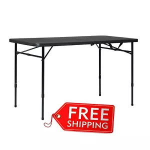 Mainstays 4 Foot Fold-in-Half Adjustable Folding Table, Rich Black - Picture 1 of 9