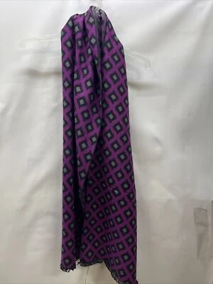 Alfani спектр 100% матовый шелк фиолетовый/черный маленький шарф с бахромой рекомендуемая розничная цена производителя $80 новый - Изображение 1 из 4