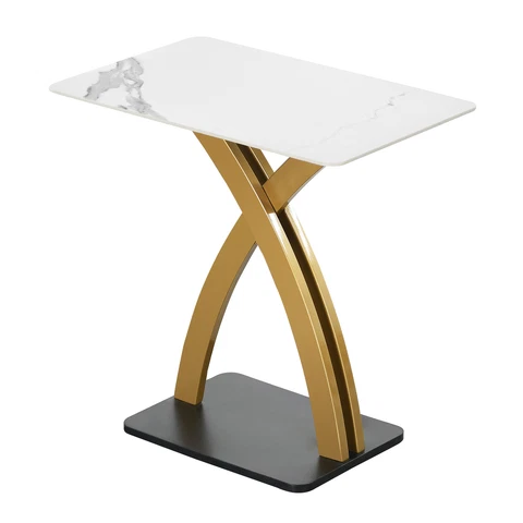 Slate Side End Table Metal Base for Living Room Sofa Coffee Table Snack Table Cover