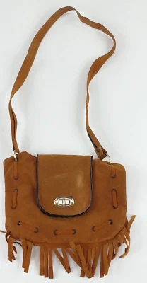 Cartera retro vintage años 70 imitación gamuza niños flecos marrón Foto 1 de 4