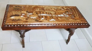 Prächtiger Indischer Couchtisch mit Intarsien, Erbstück, Elephantentisch - Bild 1 von 15