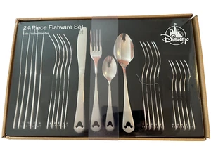 Disney Parks 24 Piece Flatware Set Icon Mickey Mouse Silverware Finish NEW - Picture 1 of 7