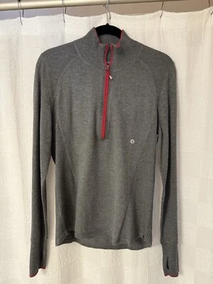 NUEVO CON Etiquetas Eddie Bauer Mujer’s M Cuarto Cremallera Pullover Gris Tejido Acentos Suéter Foto 1 de 4