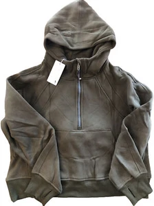 EFAN Women's Hoodie Teen Girl Fall Jacket Cropped Sweatshirt Army Green L NWT - Picture 1 of 7