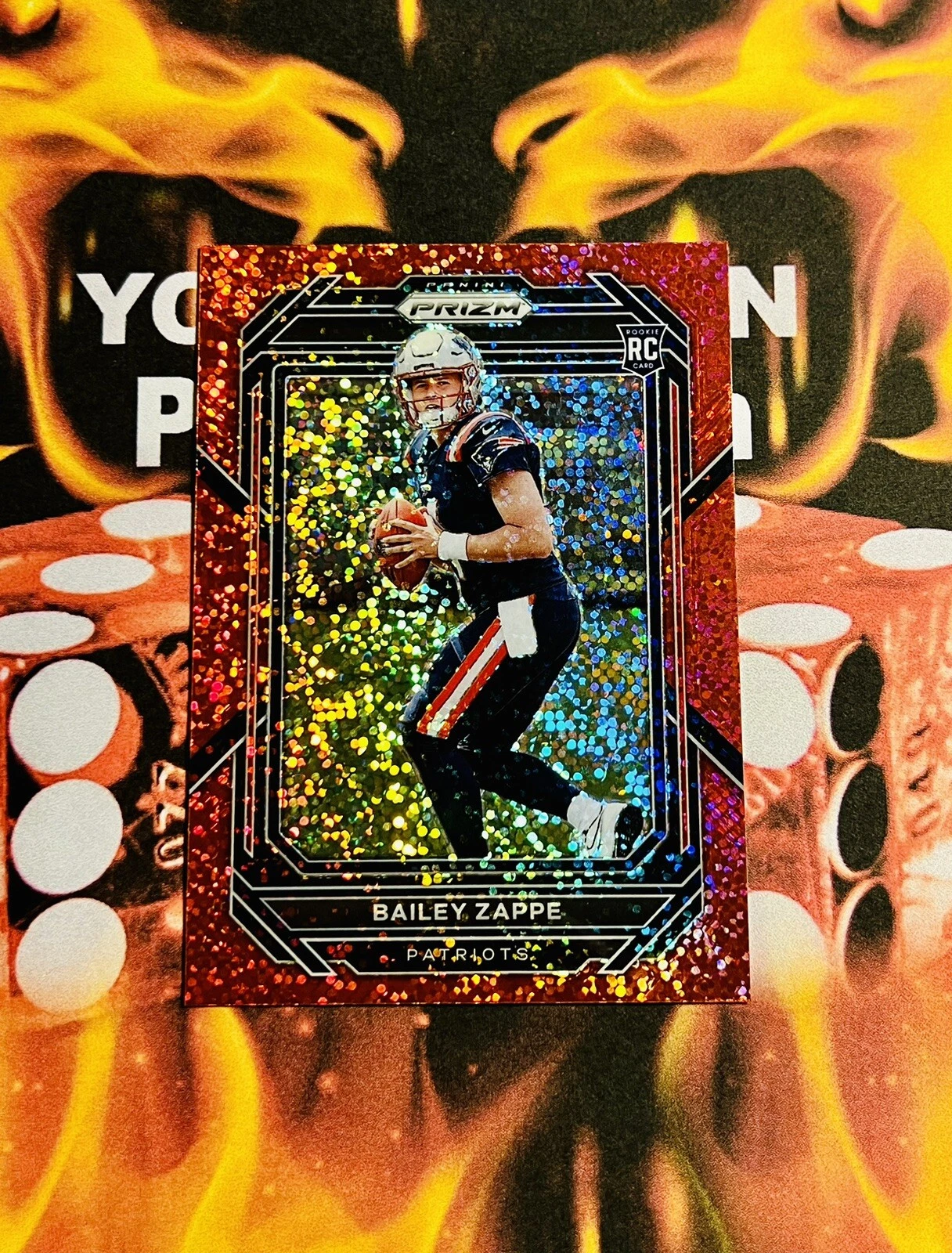 2022 Panini Prizm Bailey Zappe Red Sparkle Prizm Rookie Card No #305- PATRIOTS