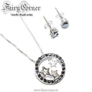 orecchini donna ciondolo collana zirconi neri CIRCLE - Picture 1 of 2