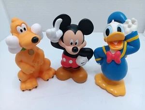 Vintage Disney Mickey Mouse, Pluto & Donald Duck 5" Rubber Figure Toy Lot of 3 - Picture 1 of 3