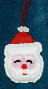 CUTE VINTAGE FELT DOUBLE SIDED SANTA HEAD CHRISTMAS ORNAMENT! - Picture 1 of 1