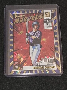 2025 Donruss Baseball Charlie Condon Diamond Marvels Gold Ice 1/10 Rockies #7 - Foto 1 di 2