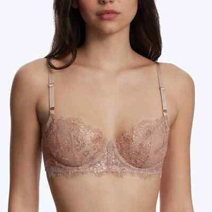 SKARLETT BLUE  NWT $65 ENTICE UNDERWIRE BALCONETTE ROMANCE/PINK BRA. SIZE 34B - Picture 1 of 8
