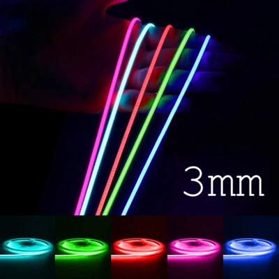 3mm Ultra Thin DC 12V Colorful COB LED Strip Lights for Home Decor Car DIY LED - Image 1 of 4
