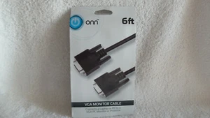 Onn VGA Monitorkabel, schwarz, 6' lang. (nagelneu geöffnete Verpackung) für Computer - Bild 1 von 2