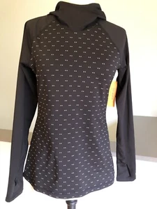 Old Navy Active Go-dry Semi-Fitted Black Dot Hooded Long Sleeve Top Size S - Picture 1 of 17