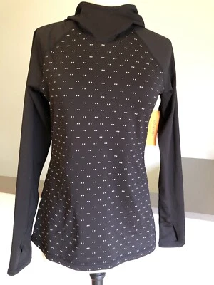 Old Navy Active Go-dry Semi-Fitted Black Dot Hooded Long Sleeve Top Size S - Image 1 of 4