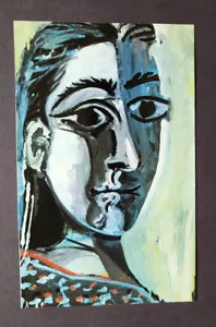 Pablo Picasso ""Cabeza de Jacqueline"" Placa 87 Montada Offset Litografía "" Años 60 - Imagen 1 de 3