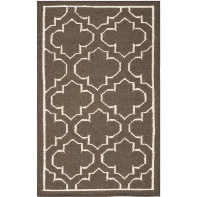 SAFAVIEH Dhurries DHU625C Handwoven Brown / Ivory Rug - Image 1 of 4