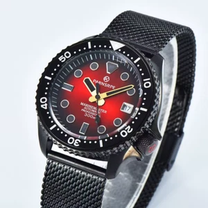 PARNSRPE NH35 Automatic Diver Watch for Men Red Stainless Steel Watches Mens - Picture 1 of 7