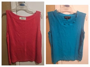 Women Sleeveless Sweater Tops Lot Of 2. Norton McNaucton & Jones N.Y.  Size L/XL - Picture 1 of 5