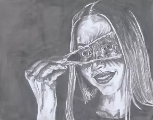 Pencil illustration horror art Face Peel - Picture 1 of 2