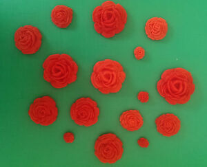 12 x Edible sugar rose flower cupcake cake toppers, decorations, wedding