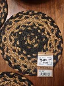 Remache de yute negro y natural 8" redondo natural campo rústico cabaña casa de campo - Imagen 1 de 2