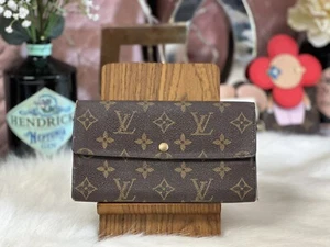 AUTHENTISCHE LOUIS VUITTON MONOGRAM PORTEFEIULLE SARAH LANGE FALTBARE GELDBÖRSE - Bild 1 von 12