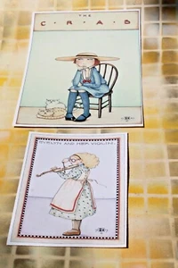 MARY ENGELBREIT Paper Art, Evelyn Violin & The Crab or Time Flies for Framing 6” - Picture 1 of 5