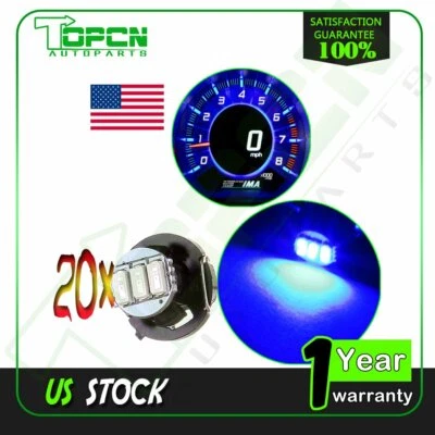 20Pcs Dash AC Heater Climate Lights Blue T4/T4.2 Neo Wedge 3-SMD 3014 LED Bulbs - Image 1 of 4