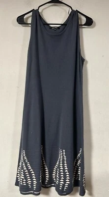 Vestido Suéter Nine West Gris Sin Mangas Tejido Borde en Contraste Talla Grande, Hasta la Rodilla Foto 1 de 4