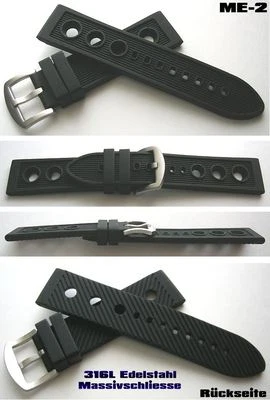 MARKENLOS ME-2 RACER SPORT CORREA DE RELOJ DE CAUCHO HEBILLA CEPILLADA FINAMENTE 20, 22, 24 mm