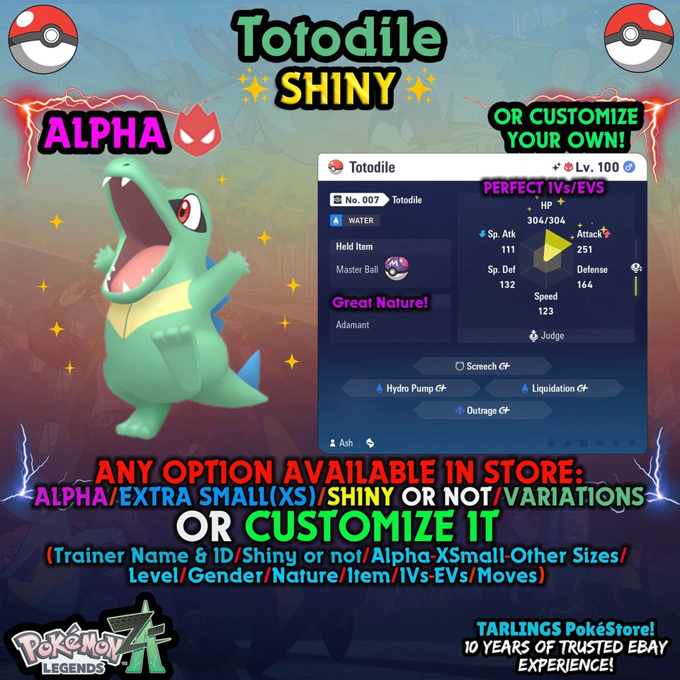 Pokemon Legends ZA 🐉 Totodile - SHINY/NON/ALPHAS/XS/BUNDLES ✨ OR CUSTOM ✨ - Image 1 of 1