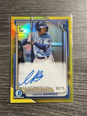2024 Bowman Ramon Ramirez Chrome Auto Yellow Refractor 1st #50/75 Royals - Image 1 of 2