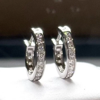 2CTW Round Cut Moissanite Women Birthday Gift Hoop Earring 14k White Gold Plated - Image 1 of 4