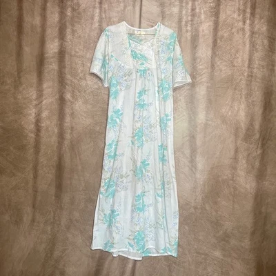 Vestido Camisón Vintage Años 90 Anita Floral Encaje Muu Muu Azul Boho Tropical Retro Foto 1 de 4