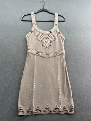 Платье женское Free People большое желтовато-коричневое вышитое без рукавов вырез богемное юго-западное - Изображение 1 из 4