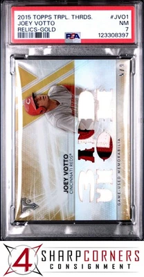2015 TOPPS TRIPLE THREADS RELICS GOLD #JVO1 JOEY VOTTO #/9 POP 1 PSA 7 - Image 1 of 2