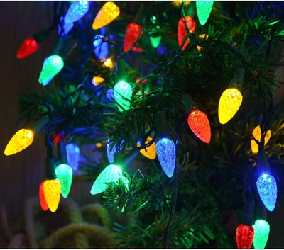 Colored Led Christmas Lights, Battery Operated Clear Green Wire Xmas Tree Lights - Image 1 of 4