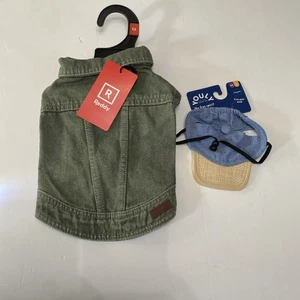 Dog Green Jacket And Blue Hat Size XSmall New - Picture 1 of 8