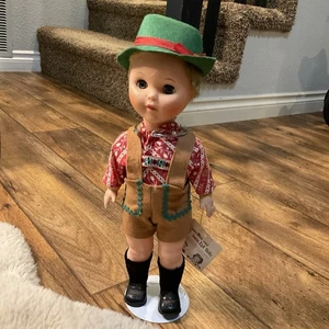 1962 Jolly Toys 13" Little Love bambola svizzera ragazzo in piedi occhi lampeggianti da collezione - Foto 1 di 12