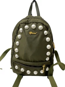 MUVEIL Zaino Nylon Verde Motivo Perla Ferramenta Oro Donna - Foto 1 di 6